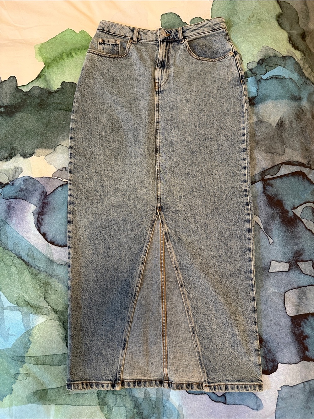 ASOS Light Blue Denim Maxi Pencil Skirt